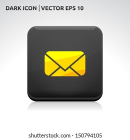 Message email SMS icon | color dark black gold yellow | icon set | abstract vector symbol | template design | shadows shiny | business button | abstract 3d