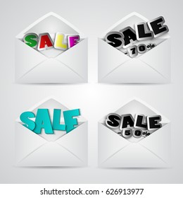 Message. Envelope Design with paper words