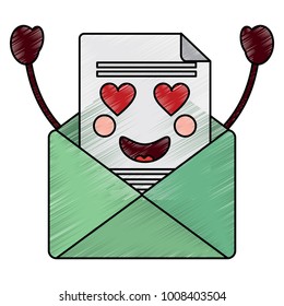 message envelope heart eyes    kawaii icon image 