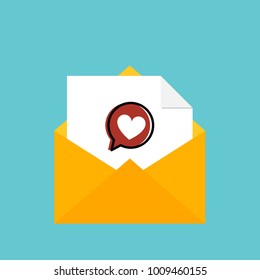Message envelope and heart notification icon vector illustration.