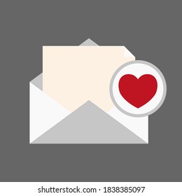 Message envelope and heart notification icon vector