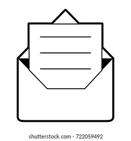 message envelope with letter coming out icon image 