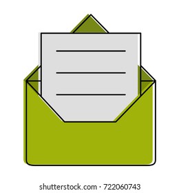 message envelope with letter coming out icon image 