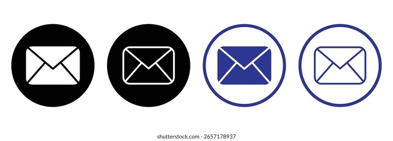 Message envelope line art icon for apps and websites, mail icon set, email icon vector, envelope icon, email set vector illustration isolated on white background.