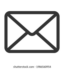 Message envelope line icon for apps and websites Isolated on white background. Mail, letter and message sign.
