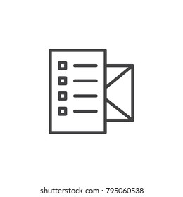 Message with envelope line icon, outline vector sign, linear style pictogram isolated on white. Symbol, logo illustration. Editable stroke