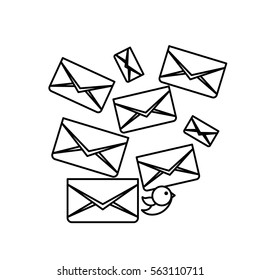 message envelope mail icon image simple black line vector illustration design 