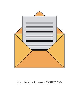 message envelope with paper coming out icon image 
