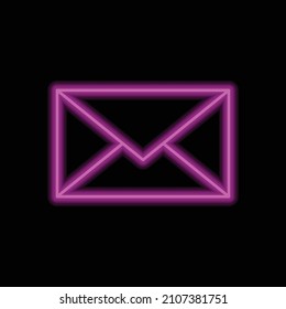 Message envelope simple icon vector. Flat desing. Purple neon on black background.ai