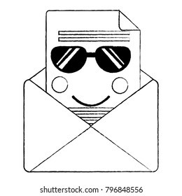 message envelope with sunglasses kawaii icon image 
