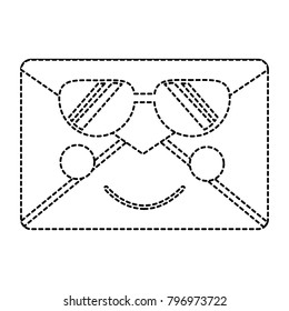 message envelope with sunglasses kawaii icon image 