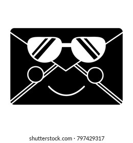 message envelope with sunglasses kawaii icon image 