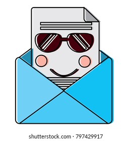 message envelope with sunglasses kawaii icon image 