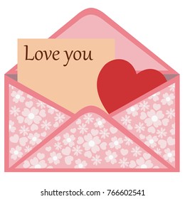 The message in the envelope for Valentine's day.