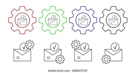 Nachricht, Umschlag, Vektorsymbol in der Zahnradsatzgrafik für ux und ux, Website oder mobile Anwendungen