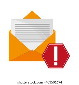 message envelope and warning sign icon