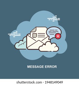 message error with email and chat getting error on blue background flat concept design
