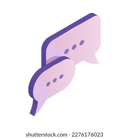 Message exchange bubbles neon isometric icon 3d vector illustration