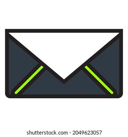 message flat icon in black, navy, and green color