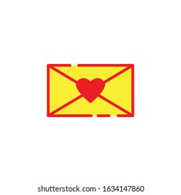 Message flat icon, heart, valentine's day. Design template vector