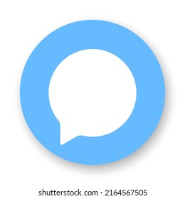 Message flat icon. White glyph on blue background. Best for print, business cards, mobile apps, social media and web design.