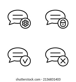 Message flat line icons set. Contains such icons Post letter, envelope, chat speech bubble, mail. Simple flat vector illustration for web site or mobile app.