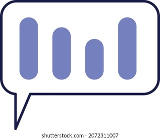 Message frame with chart icon. Data report concept