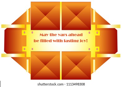 The message frame consists of geometric, color patterns, squares, trapezoids, and rectangles
