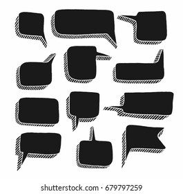 Message frame-a cloud, white background, vector. Flat, black rectangle with a 3D effect. 