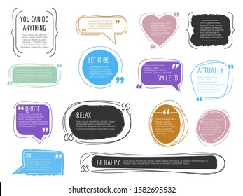 Message frames. Quote boxes colorful design templates modern creative block for text vector trendy vector labels