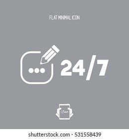 Message - full time support assistance services 7/24 - Modern icon