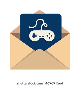 message game entertainment play mail inbox open buttons vector  illustration isolated
