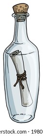 Message in a glass bottle, vector illustration