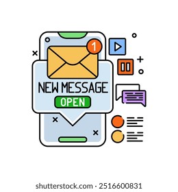 Icono de glifo de mensaje, Ilustración vectorial