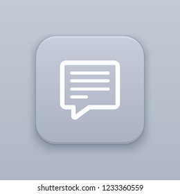 Message, gray vector button with white icon on gray background