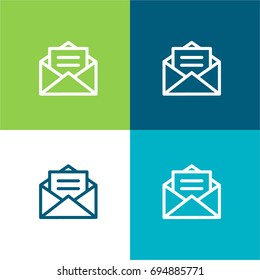 Message green and blue material color minimal icon or logo design