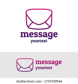 message hand drawn logo design. gradient color