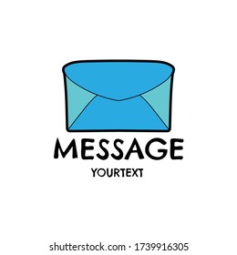 message hand drawn logo design, envelope