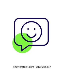 Mensaje con emoji feliz. Icono de color de diversión de trazo perfecto y editable