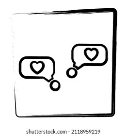 Message heart, framed brush strokes, vector illustration.