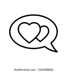 Message with heart. Outline icon