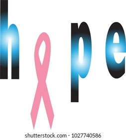 the message hope written in blueb with a pink ribbon for the letter o