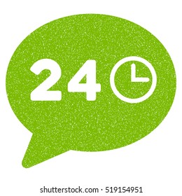 Message Hours grainy textured icon for overlay watermark stamps. Flat symbol with dust texture. Dotted vector eco green ink rubber seal stamp with grunge design on a white background.