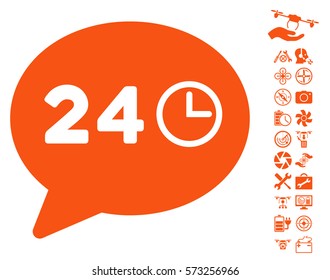 Message Hours icon with bonus uav service icon set. Vector illustration style is flat iconic symbols on white background.