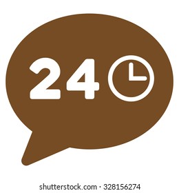 Message Hours vector icon. Style is flat symbol, brown color, rounded angles, white background.