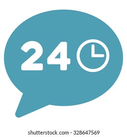 Message Hours vector icon. Style is flat symbol, cyan color, rounded angles, white background.