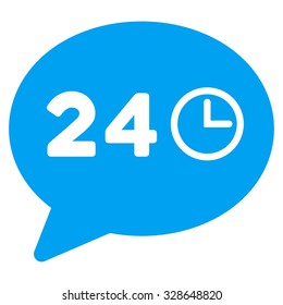 Message Hours vector icon. Style is flat symbol, blue color, rounded angles, white background.