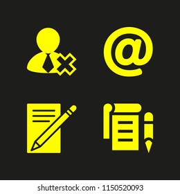 message icon. 4 message set with contact, write letter, notepad and mail vector icons for web and mobile app