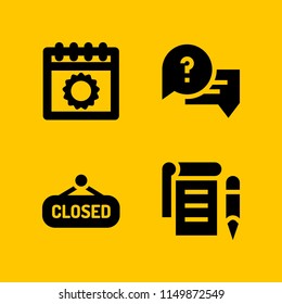 message icon. 4 message set with speech bubble, notepad, daily calendar and closed vector icons for web and mobile app