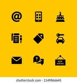 message icon. 9 message set with hire, speech bubble, app and mail vector icons for web and mobile app